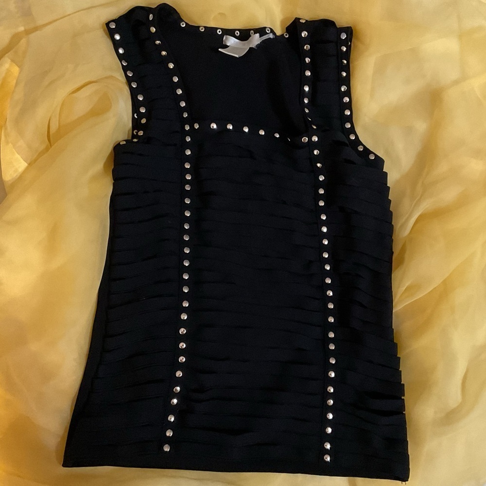 Vintage Felicity Black split ribbon front tank